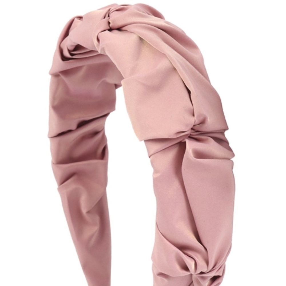 PINK FAUX LEATHER WRINKLED FASHION HEAD BAND - Picture 3 of 4